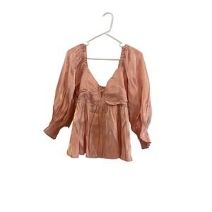 Entro Iridescent Babydoll Top, Blush, Size Large